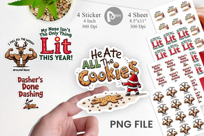 Sticker Reindeer Rants Sarcastic Sleigh Puller Quotes Sublimation artnoy 