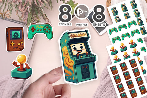 Sticker Retro 90s Arcade Pixel Monsters SVG artnoy 