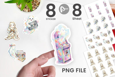 Sticker Retro Arcade Gamer Ghost Sublimation artnoy 