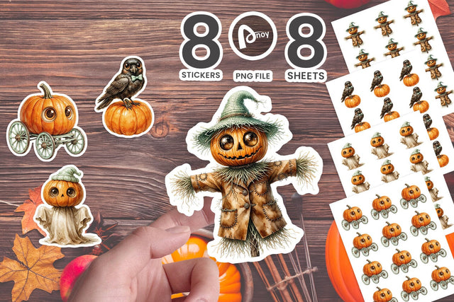 Sticker Retro Big-Eyed Pumpkin Parade SVG artnoy 