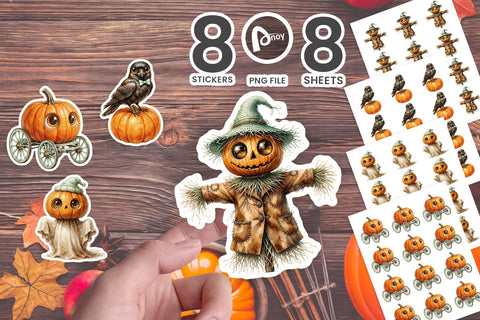 Sticker Retro Big-Eyed Pumpkin Parade SVG artnoy 