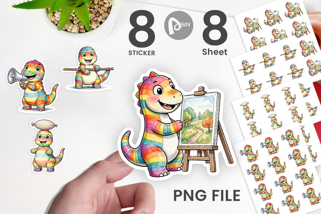 Sticker Retro Camp Games Dino Ink Line Sublimation artnoy 