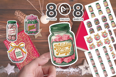 Sticker Retro Christmas Confection Sweet Jars SVG artnoy 