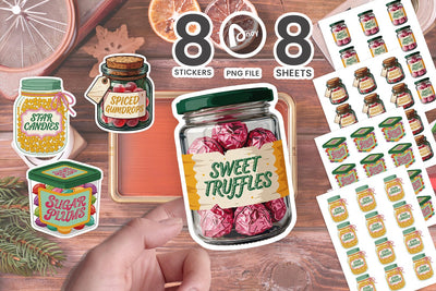 Sticker Retro Christmas Confection Sweet Jars SVG artnoy 