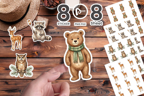 Sticker Retro Forest Friend Watercolor Sublimation artnoy 
