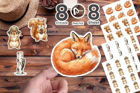 Sticker Retro Forest Friend Watercolor Sublimation artnoy 