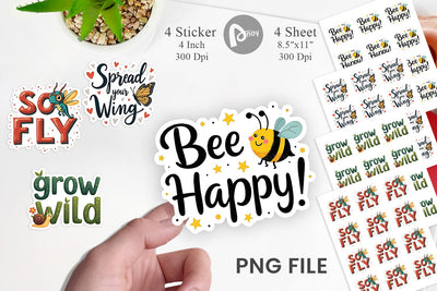 Sticker Retro Garden Critters Cute Motivational Quote Art Sublimation artnoy 