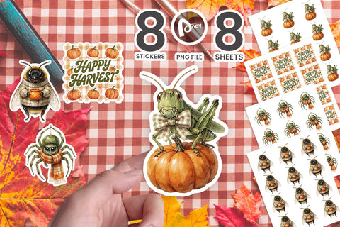 Sticker Retro Gingham Harvest Bug Buddies SVG artnoy 