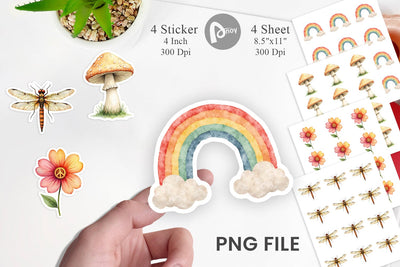 Sticker Retro Groovy Florals Sublimation artnoy 