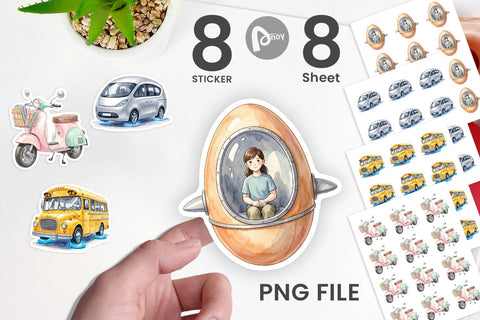 Sticker Retro Hover School Transport Sublimation artnoy 