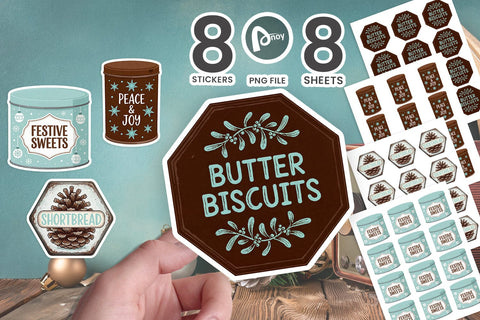 Sticker Retro Mid-Century Christmas Cookie Tins SVG artnoy 