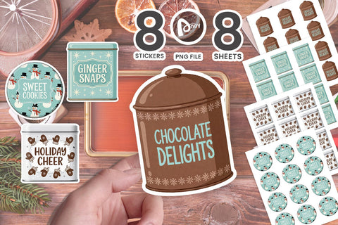 Sticker Retro Mid-Century Christmas Cookie Tins SVG artnoy 