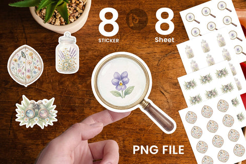 Sticker Retro Nature Discovery Watercolor Sublimation artnoy 