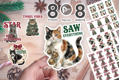 Sticker Retro Ornament Mischief Kitties SVG artnoy 