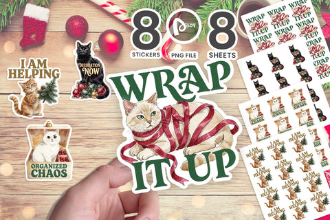Sticker Retro Ornament Mischief Kitties SVG artnoy 