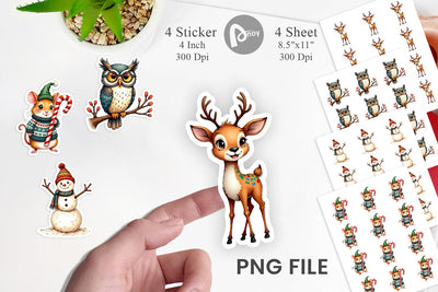 Sticker Retro Reindeer Friends Sublimation artnoy 