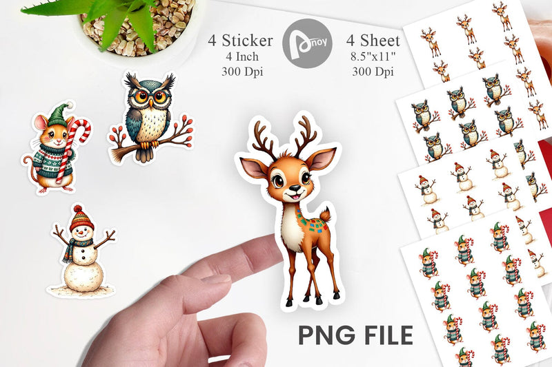Sticker Retro Reindeer Friends Sublimation artnoy 