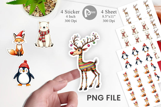 Sticker Retro Reindeer Friends Sublimation artnoy 