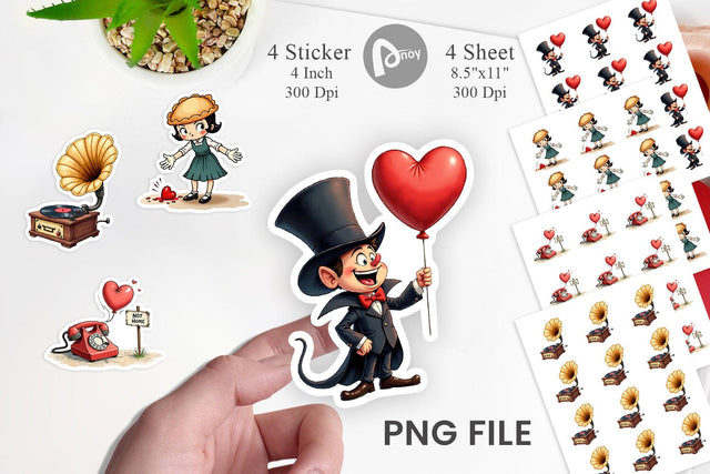 Sticker Retro Sarcastic Valentine Vintage Watercolor Sublimation artnoy 