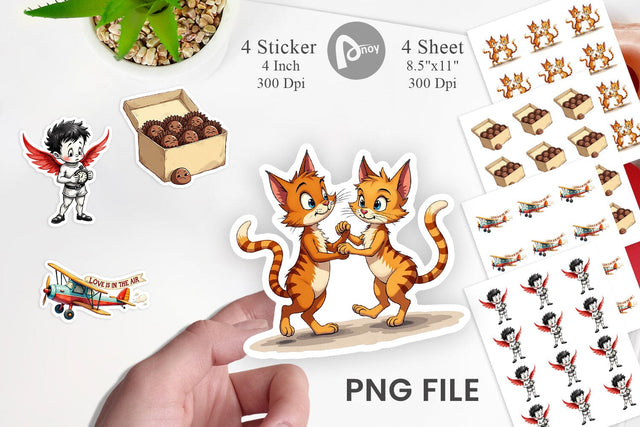 Sticker Retro Sarcastic Valentine Vintage Watercolor Sublimation artnoy 