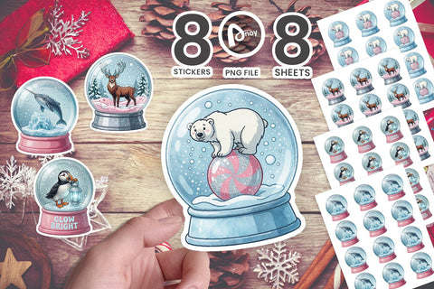 Sticker Retro Snowglobe Winter Menagerie SVG artnoy 