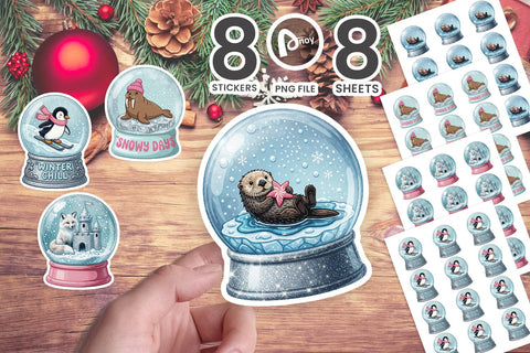 Sticker Retro Snowglobe Winter Menagerie SVG artnoy 
