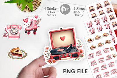 Sticker Retro Valentine's Sweetheart Cafe Sublimation artnoy 