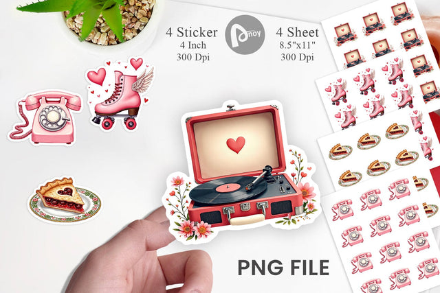 Sticker Retro Valentine's Sweetheart Cafe Sublimation artnoy 