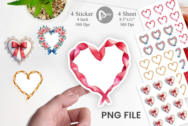 Sticker Ribbon Heart Wreaths Sublimation artnoy 