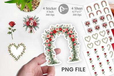 Sticker Romantic Blooms Vintage Floral Valentine Sublimation artnoy 