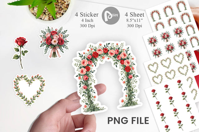 Sticker Romantic Blooms Vintage Floral Valentine Sublimation artnoy 