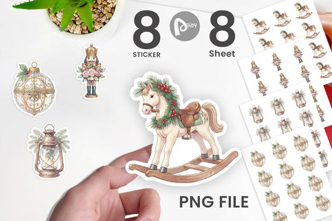Sticker Romantic Victorian Holiday Watercolor Sublimation artnoy 