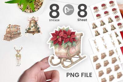 Sticker Romantic Victorian Holiday Watercolor Sublimation artnoy 