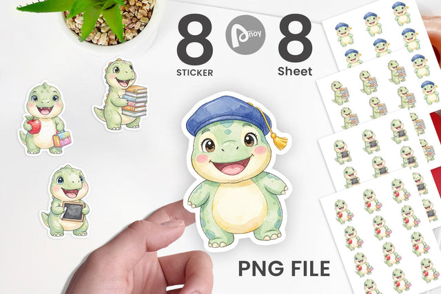 Sticker Round Storybook School Dino Sublimation artnoy 