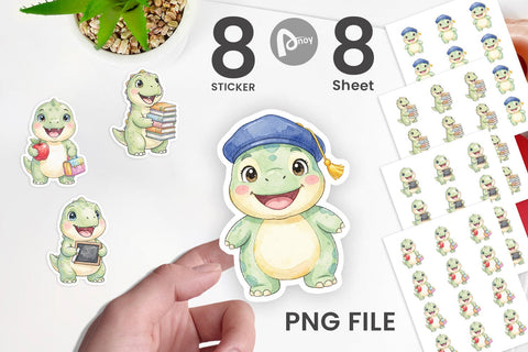 Sticker Round Storybook School Dino Sublimation artnoy 