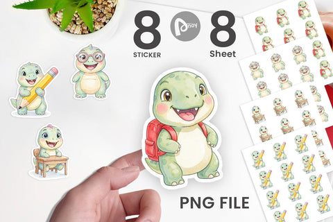 Sticker Round Storybook School Dino Sublimation artnoy 