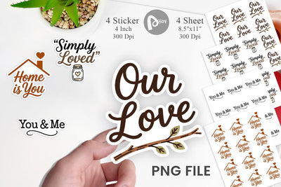 Sticker Rustic Farmhouse Valentine Quotes Sublimation artnoy 