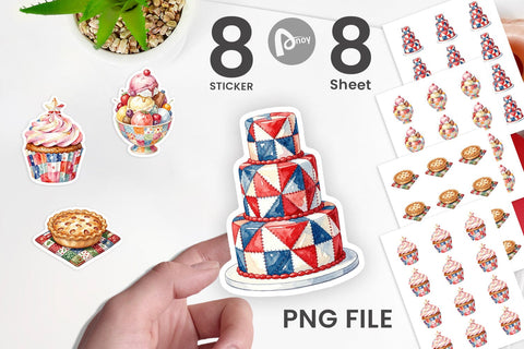 Sticker Rustic July 4th Patchwork Sweets Sublimation artnoy 