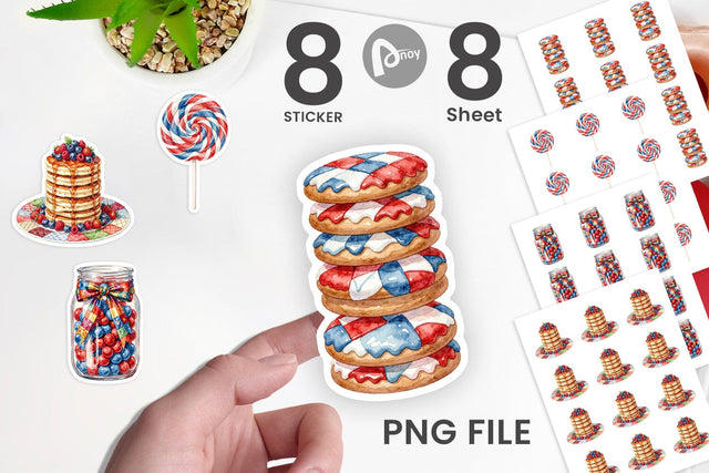 Sticker Rustic July 4th Patchwork Sweets Sublimation artnoy 