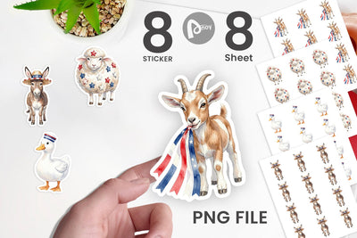 Sticker Rustic Patriotic Farm Animals Sublimation artnoy 
