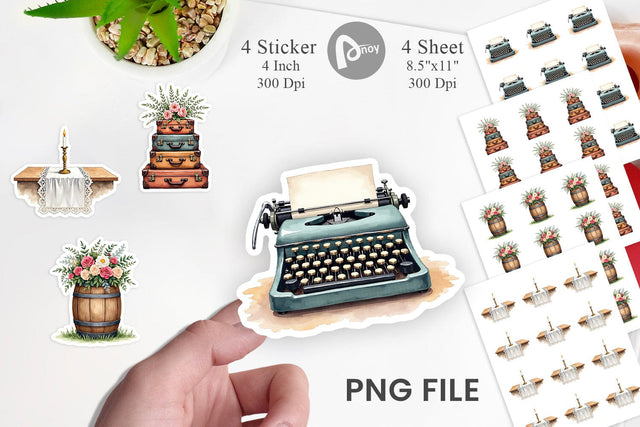 Sticker Rustic Romance Wedding Decor Elements Sublimation artnoy 