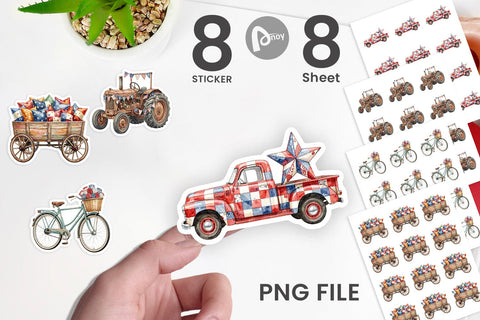 Sticker Rustic USA Patchwork Vehicle Sublimation artnoy 