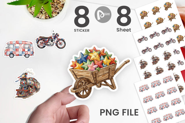 Sticker Rustic USA Patchwork Vehicle Sublimation artnoy 