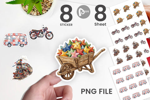 Sticker Rustic USA Patchwork Vehicle Sublimation artnoy 