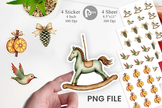 Sticker Rustic Woodland Christmas Sublimation artnoy 