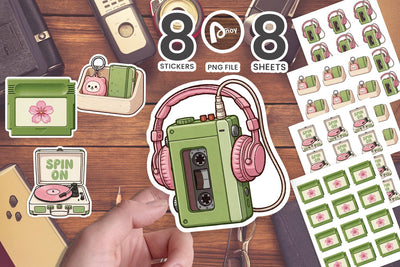 Sticker Sakura Synth Lounge Japanese Retro SVG artnoy 