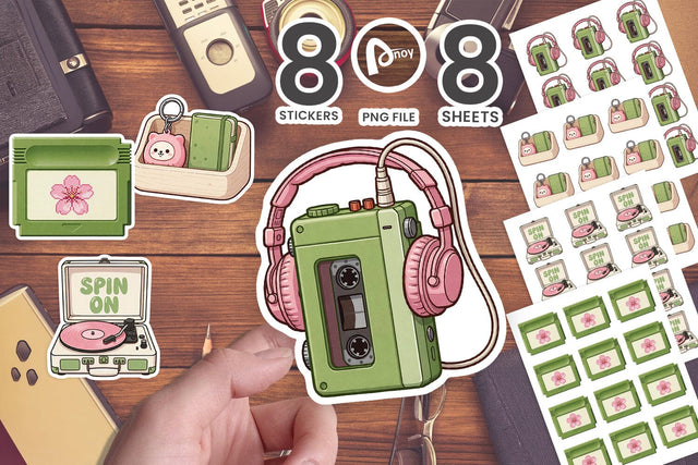 Sticker Sakura Synth Lounge Japanese Retro SVG artnoy 