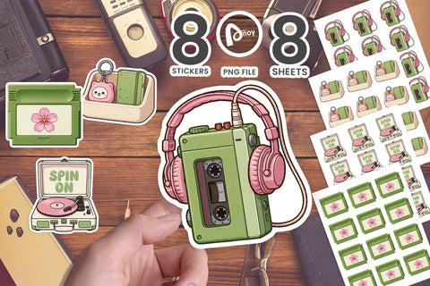Sticker Sakura Synth Lounge Japanese Retro SVG artnoy 