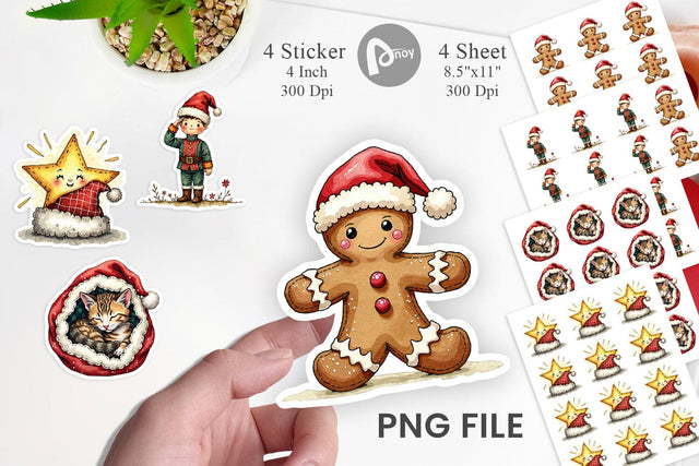 Sticker Santa Hat Whimsy Sublimation artnoy 