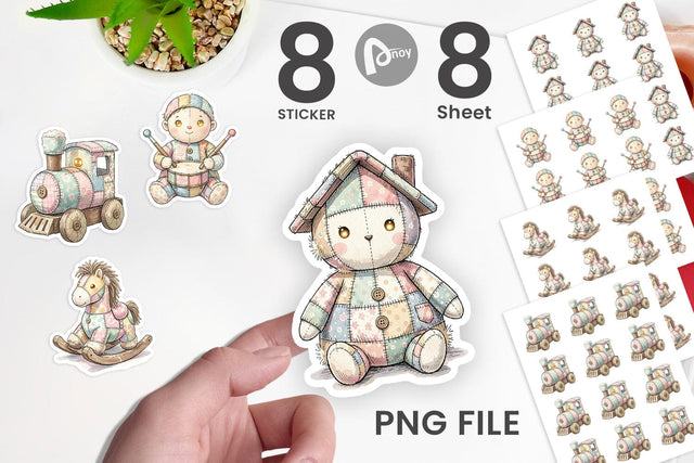 Sticker Santa Workshop Patchwork Watercolor Sublimation artnoy 